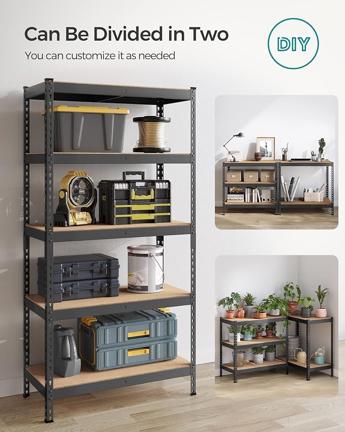 SONGMICS 5-Tier Storage Shelves, Load 2310 lb, Boltless Assembly, Adjustable