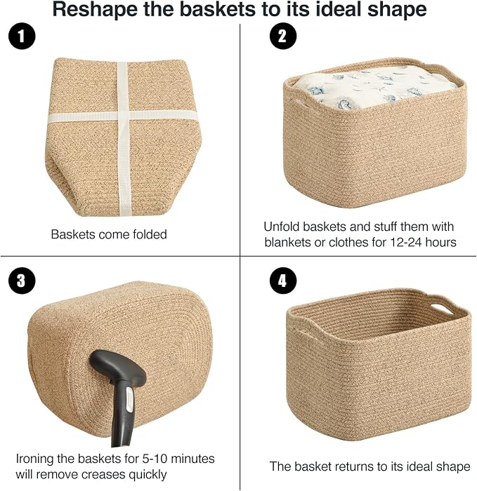 Large Storage Baskets for Organizing Shelves, Woven Cotton Rope Bins for Baby - Image 7