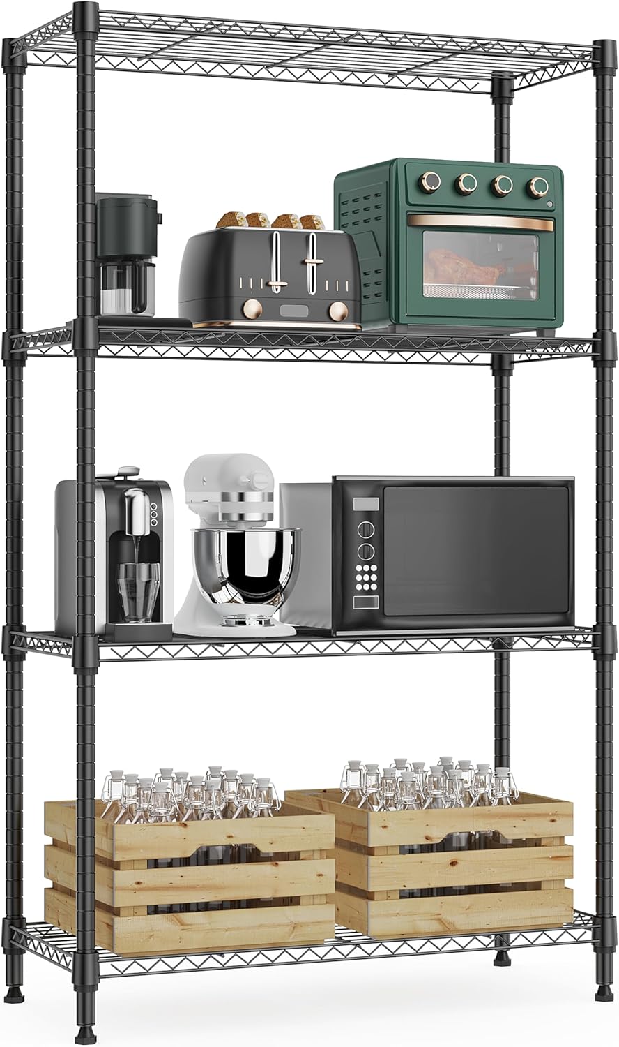 M MZG 1000 lbs 4Tier Shelf Metal Storage Shelves Wire Rack Closet Organizers ...