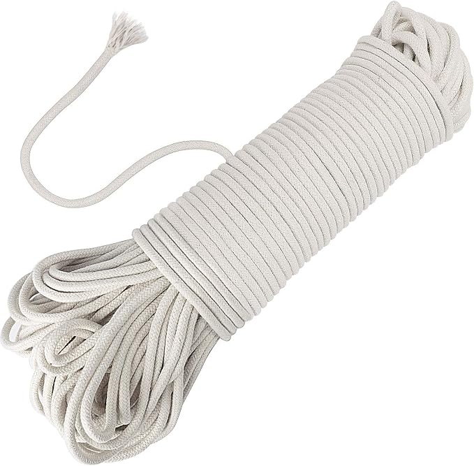 164 Feet 1/4 Inch White Natural Cotton Rope, Cotton Clothesline Rope, by ZEONHEIDIRECT