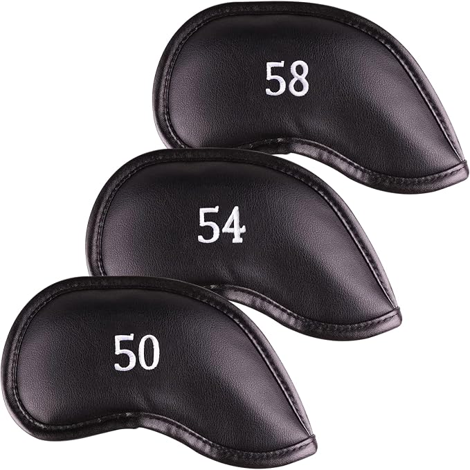 Premium Magnetic Leather Iron and Wedge Golf Club Head Covers | Set of 10 | by AllTeedUp