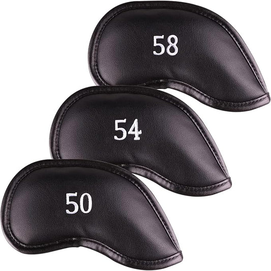 Premium Magnetic Leather Iron and Wedge Golf Club Head Covers | Set of 10 | by AllTeedUp