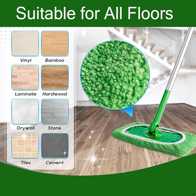 Reusable Microfiber Mop Pads Washable Wet & Dry Sweeping Cloths Mop Head - Image 6