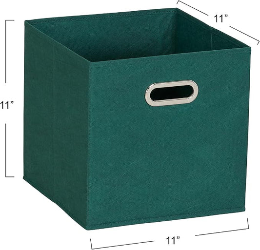 Household Essentials 6 ct Open Fabric Cube Storage Bins, Forest Green - Image 2