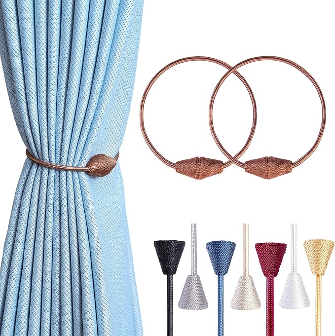 2 PCS Magnetic Curtain Tiebacks, European Style Convenient Drape Tie Backs by YUNTUOO
