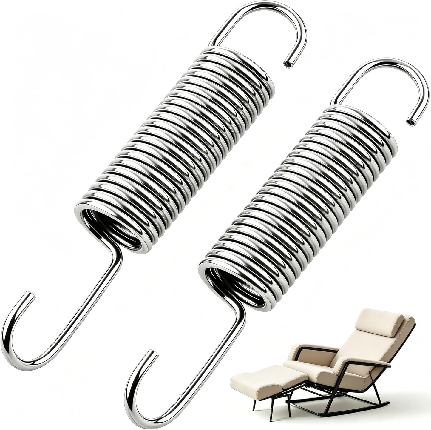 2 Pack 3-5/8 Inch Recliner Springs with Offset Hook Ends, Recliner Footrest Replacement Springs, Sofa Tension Springs, for Furniture, Appliances, Automotive, Marine Vessels, Toys, Tools & Machinery