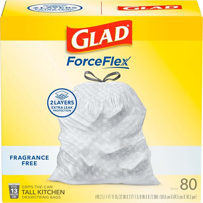 Glad ForceFlex Tall Kitchen Drawstring Trash Bags, 13 Gal, Fragrance Free - Image 10