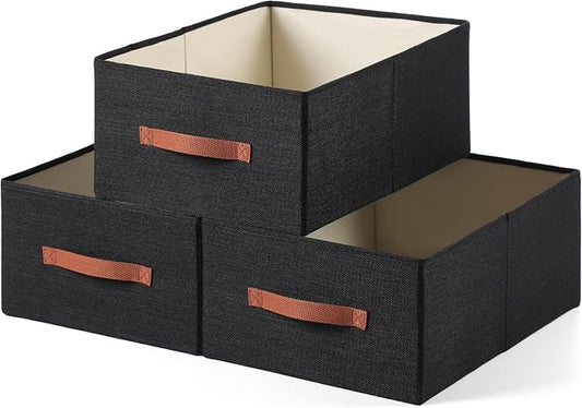linen closet organizers and storage, 3 Pack Large Storage Baskets, Clothing by Unknown