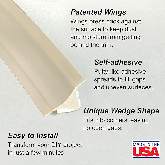 InstaTrim The Original Flexible Trim - 50ft Ivory 3/4" Wide Caulk Tape - - Image 2