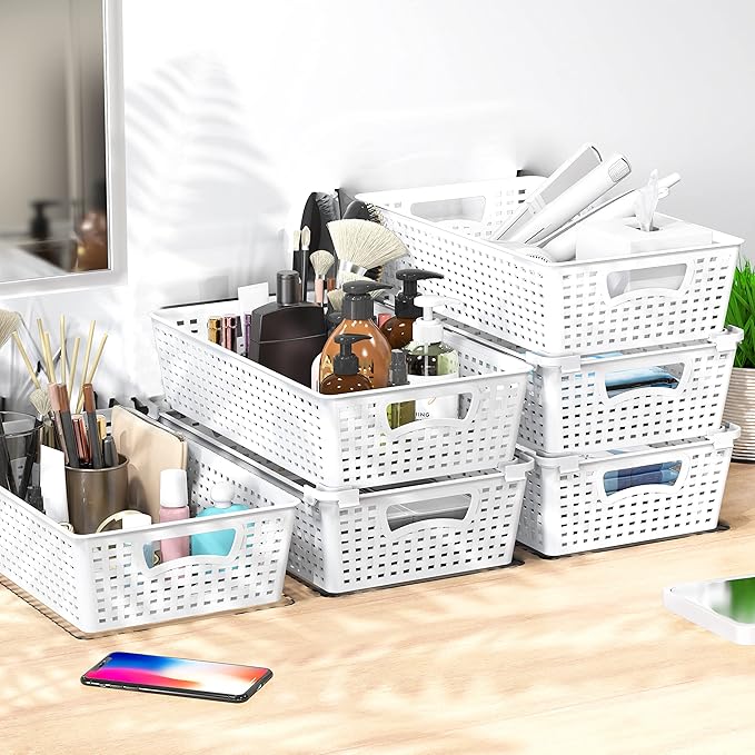 Simple Houseware Plastic Stackable Storage Basket Pantry Organizer, 6 Pack - Image 6