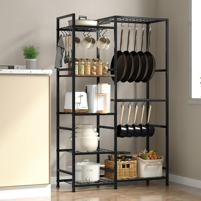5-Tier Pot and Pan Organizer Rack with 20 S-Hooks,27.6x11.8x47.2in
