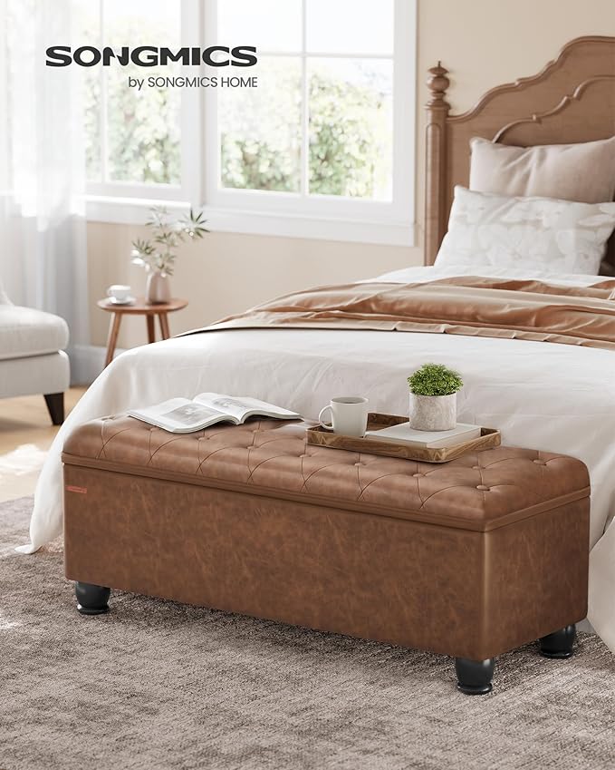 SONGMICS Storage Ottoman, Storage Bench, Tufted Entryway Bedroom Bench - Image 4