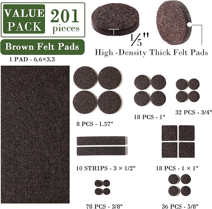 Fursafe&Q Felt Furniture Pads for Hardwood Floors -Self Adhesive Felt Chair Leg - Image 2