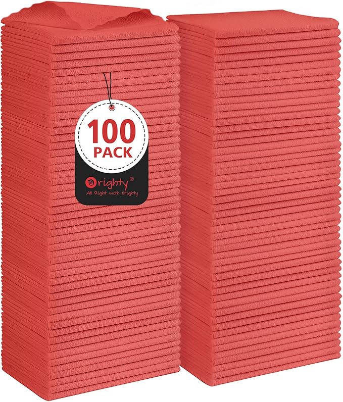 Orighty Cleaning Cloths, Shop Towels 100 Pack, Shop Rags Reusable, Microfiber by AllRightinOrighty