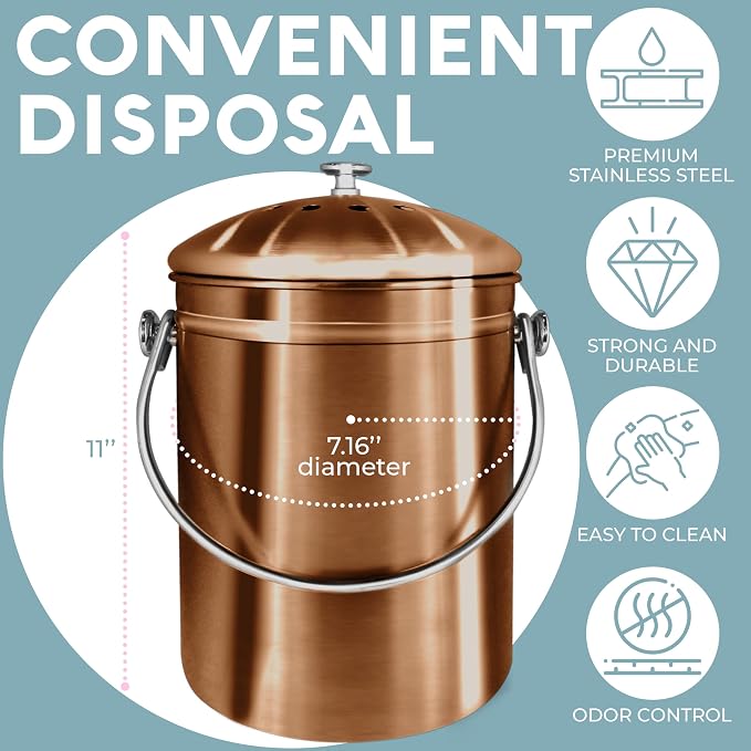 EPICA Countertop Compost Bin Kitchen | 1.3 Gallon | Odorless Composting Bin - Image 4