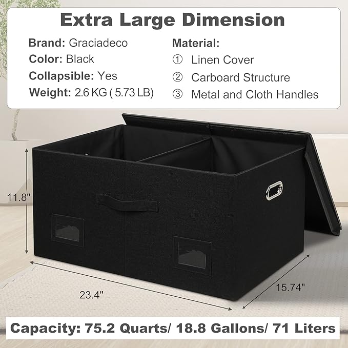 75 Quarts Extra Large Decorative Storage Bins - Image 2