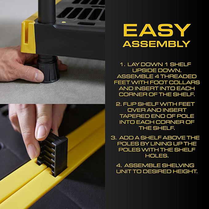 CX Black & Yellow®, 5-Tier Heavy Duty Plastic Storage Shelving Unit, - Image 6