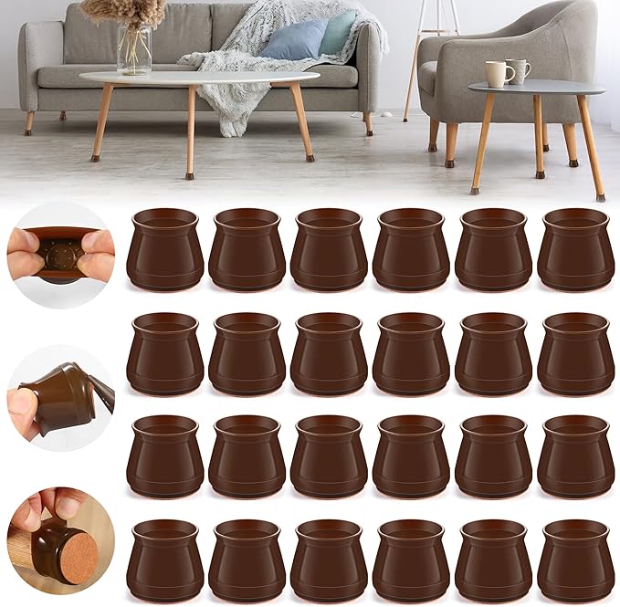 24PCS Upgraded Silicone Chair Leg Floor Protectors by Violibar