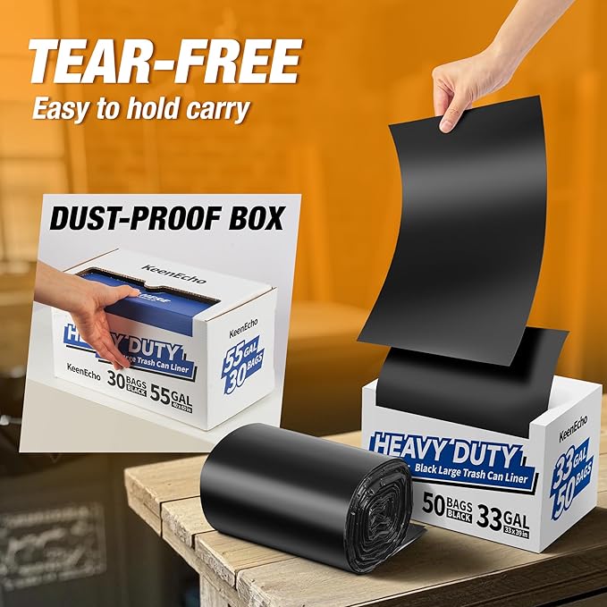 Heavy Duty Contractor Trash Bags 30-33 Gallon 50 Count, 1.5 Mil Extra Thick - Image 5