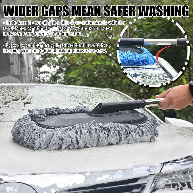 Car Wash Brush Duster Mop, Car Detailing Cleaning Kit, Wash Mitt, Microfiber - Image 4