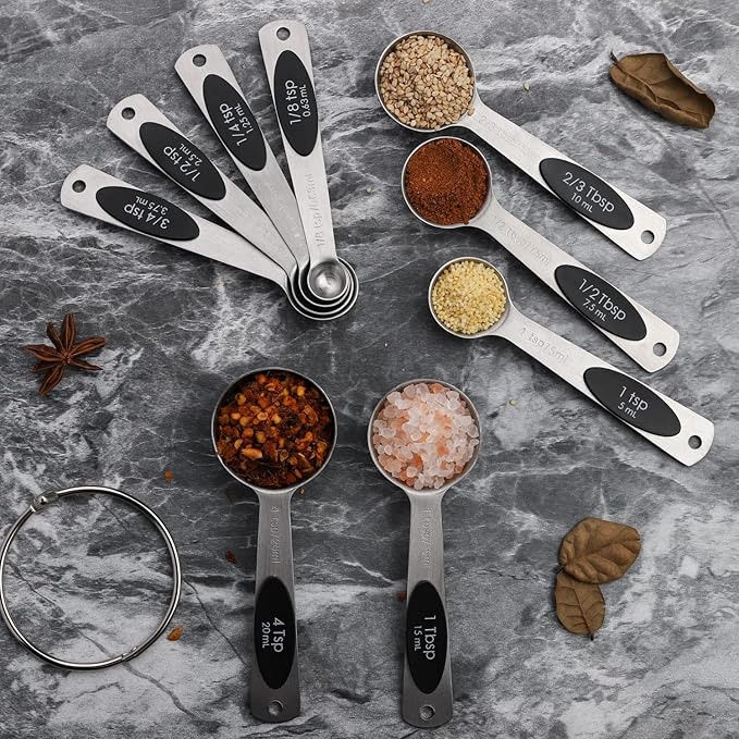 Magnetic Measuring Spoons Set of 9 Stainless Steel Stackable Measuring Spoons - Image 6