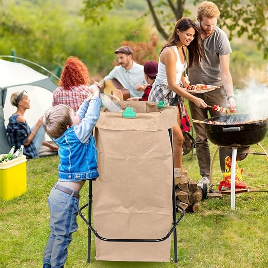 Garden Trash Bag Holder Stand, Metal Leaf Bag Holder, Frame Holds 30-55 Gallon - Image 5