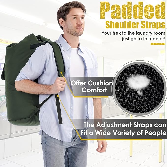 Laundry Bags Extra Large Heavy Duty, 115L Laundry Backpack, Sturdy Laundry Bag - Image 4