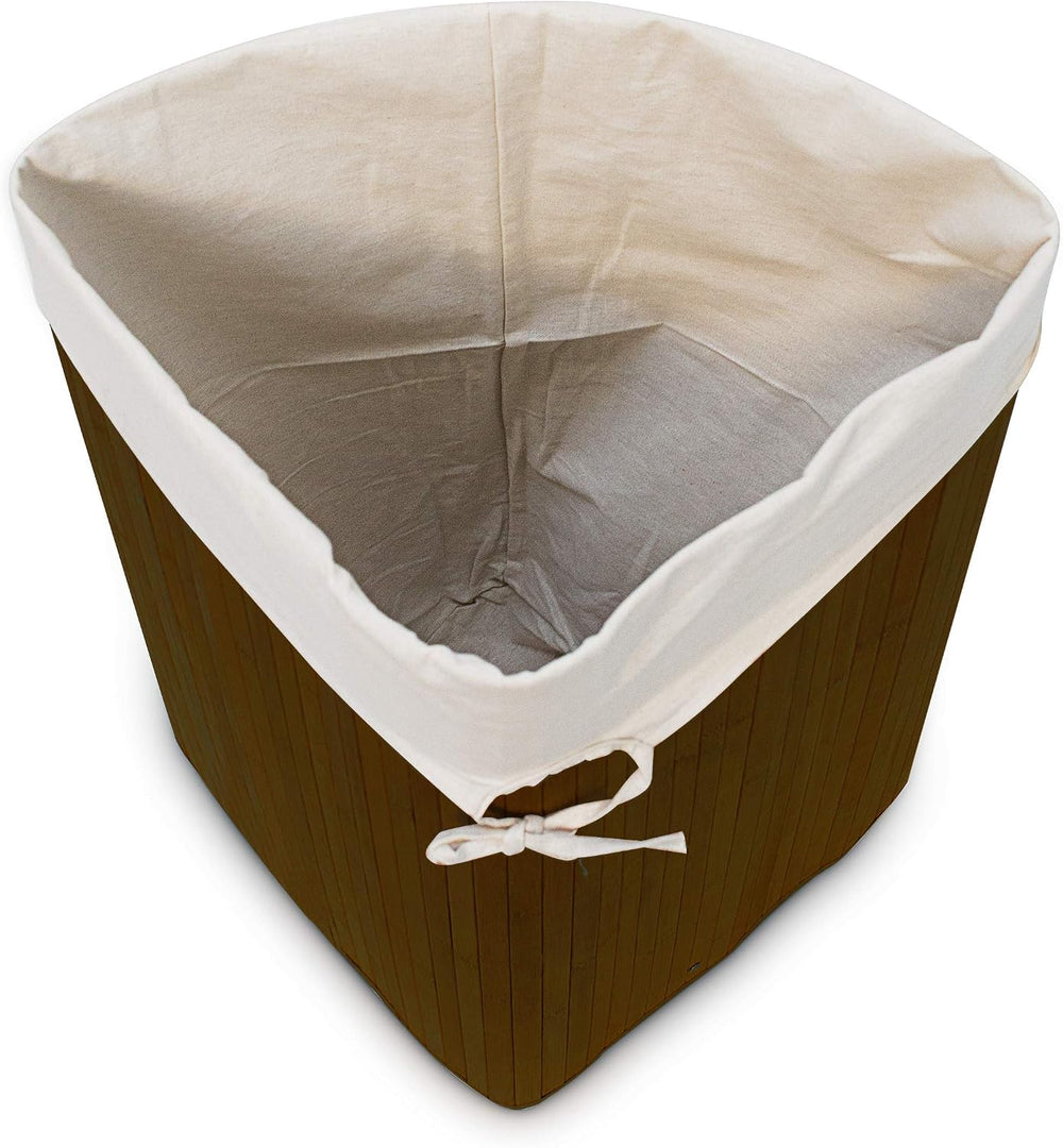 Relaxdays Corner Laundry Basket Hamper Bamboo 65 x 49.5 x 37 cm 64L Folding C...