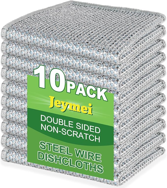 10pcs Non Scratch Wire Dishcloth Multipurpose Wire Dishwashing Rag by Jeymei