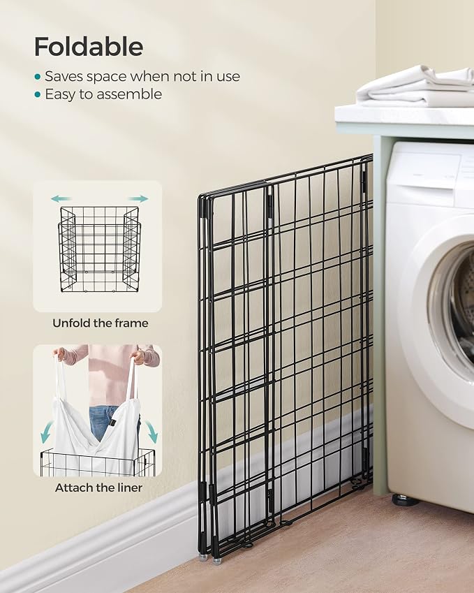 SONGMICS Laundry Hamper, 29 Gal. Laundry Basket, Collapsible Clothes Hamper - Image 9