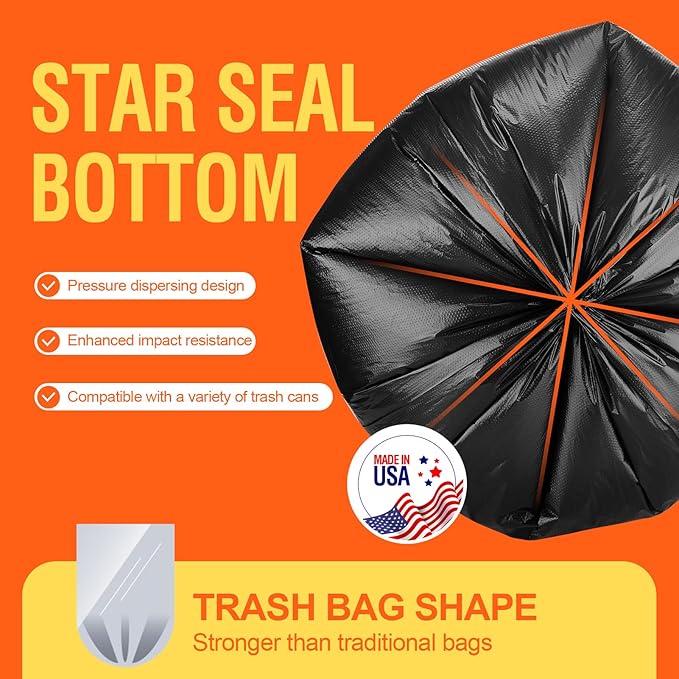 Delxo 30-33 Gallon Black Trash Bags, Durable & Puncture-Resistant Plastic - Image 3