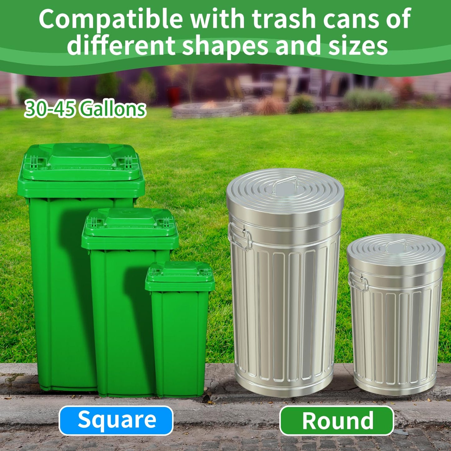 Trash Can Locks for Animals - 2PCS Garbage Can Lid Locks with Heavy Duty Bungee for Raccoons Proof,Bears Proof and Wind-Resistant for 30-45 Gallon Cans
