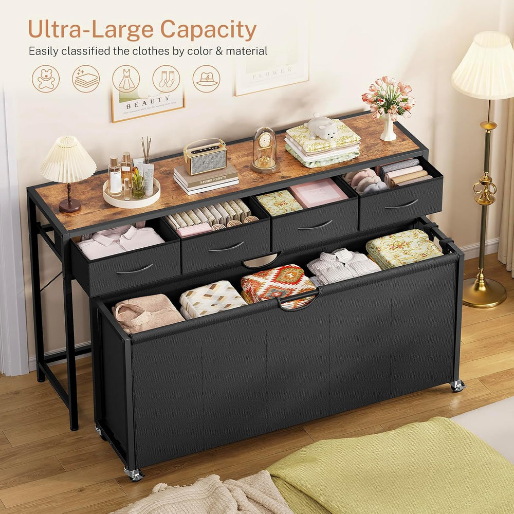 Laundry Sorter, Rolling Laundry Hamper with 5 Section Pul-Out Bags, Laundry B...