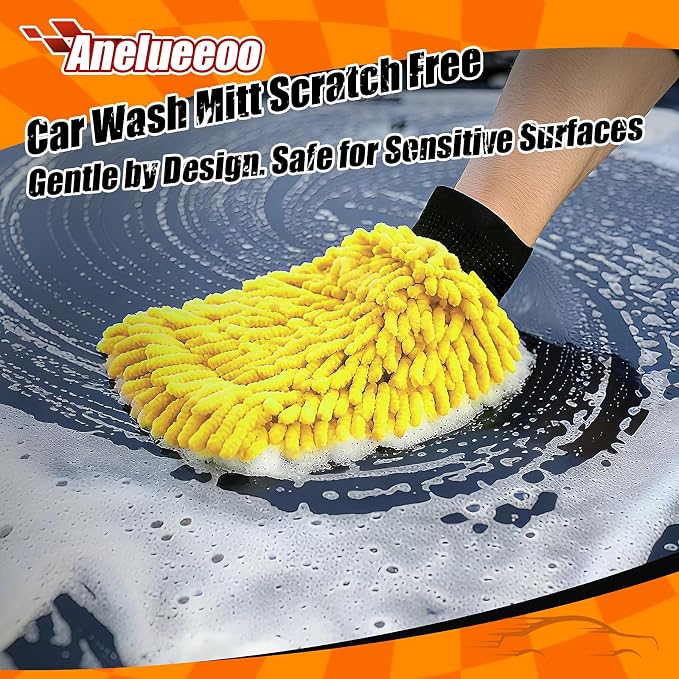 Car Wash Mitt Microfiber, Premium Chenille Microfiber Wash Car Mitts Sponge - Image 4