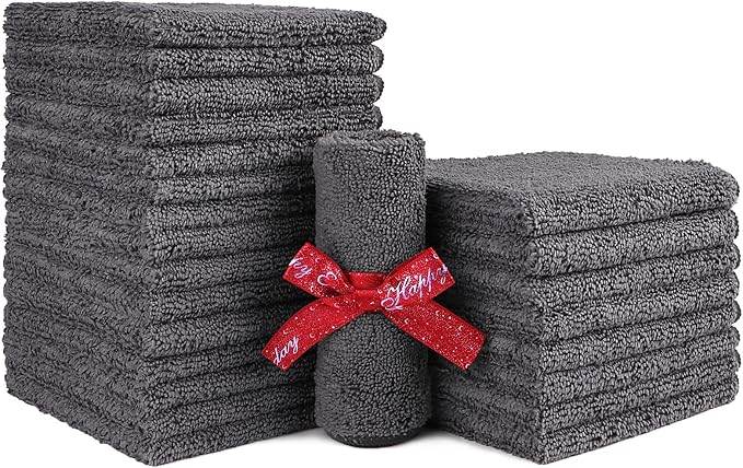 HOMEXCEL Microfiber Washcloths 24 Pack, Highly Absorbent and Soft Face Towel by HOMEXCEL