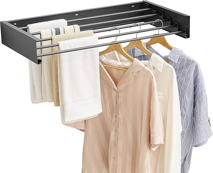 JOOM Laundry Drying Rack Collapsible, Wall Mounted Clothes Drying Rack by JOOM