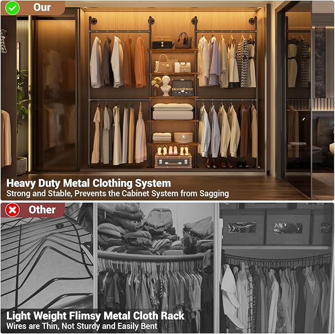 Aheaplus Industrial Pipe Clothing Rack, Reversible 6.42FT Clothes Rack - Image 6
