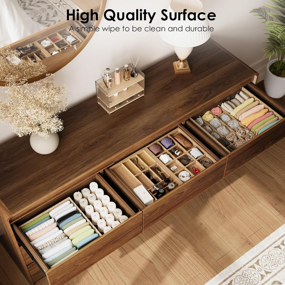 Oransail 9 Drawer Dresser, 63" Wide Walnut Dresser with Soft-Close Drawers