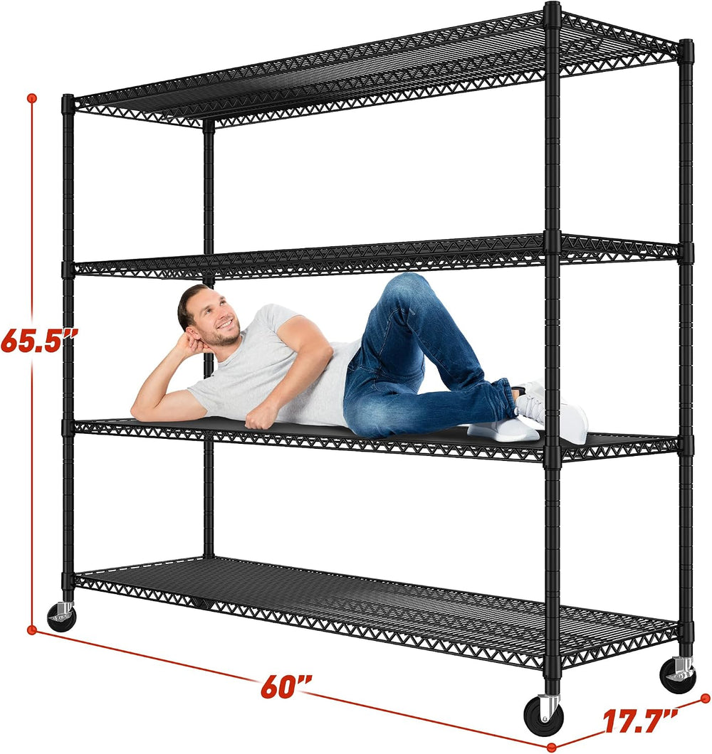 REIBII 60''W Storage Shelves 2399LBS Metal Shelving Unit with Wheels ...