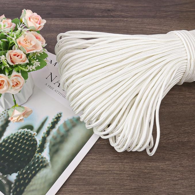 500 Feet 1/4 Inch White Polyester Rope, 6 mm Polypropylene Utility Rope - Image 4