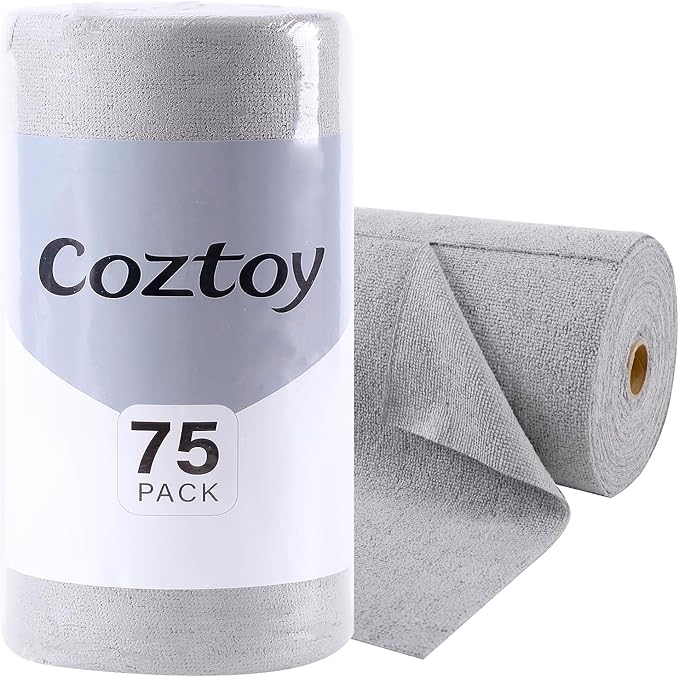 Microfiber Cloth Roll 75 Pack, Tear Away Microfiber Towels 12x12 Inch, Reusable by Unknown