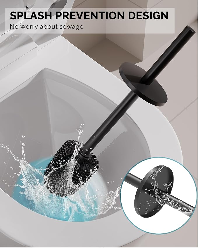 Toilet Brush and Holder Set, Stainless Steel Toilet Bowl Brush - Image 4