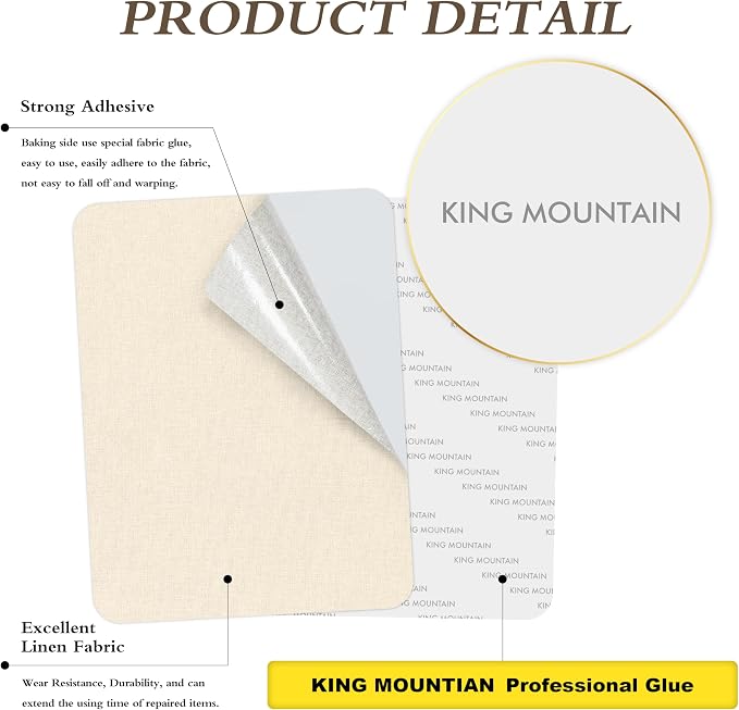 KING MOUNTAIN Fine Linen Fabric Patches, Self-Adhesive, 8x11 inch, - Image 2