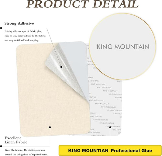 KING MOUNTAIN Fine Linen Fabric Patches, Self-Adhesive, 8x11 inch, - Image 2