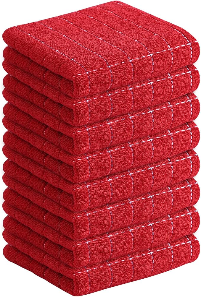 Homaxy 100% Cotton Terry Kitchen Towels, Checkered Designed, Soft and Super by Homaxy