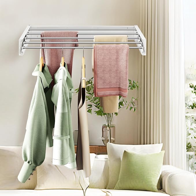 Wall Mounted Clothes Drying Rack 32 inches, Foldbale Laundry Drying Rack Wall - Image 7