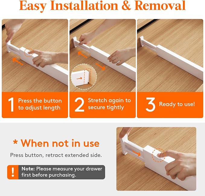 Lifewit 10 Pack Kitchen Drawer Dividers 2.36" High, Plastic Expandable - Image 6