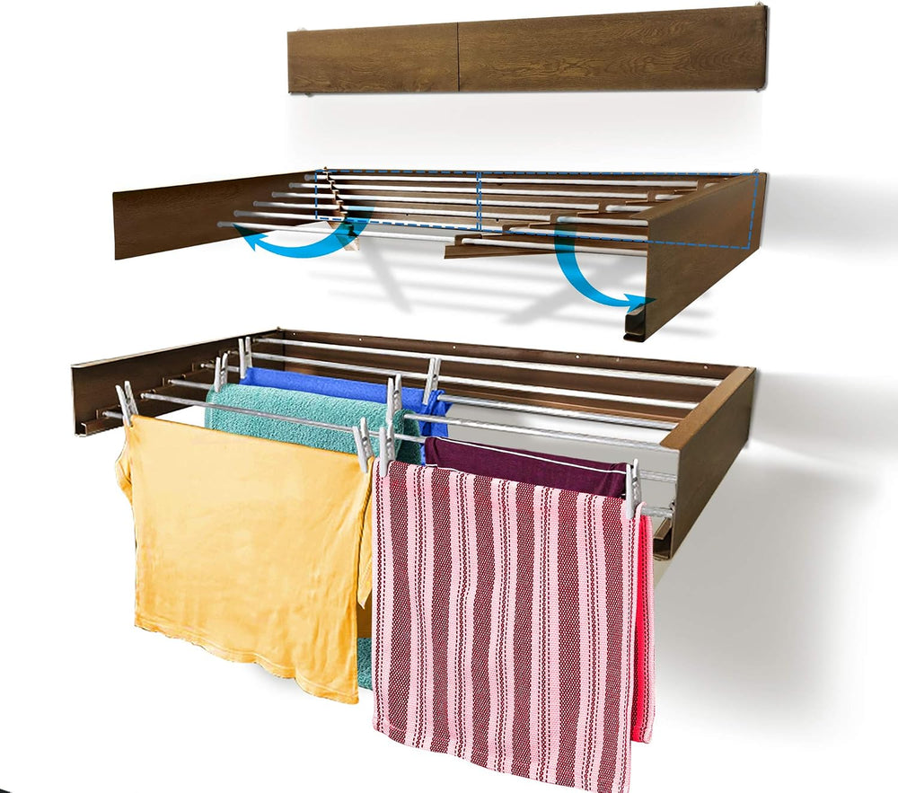 Step Up Laundry Drying Rack, Wall Mounted, Retractable Clothes Drying Rack