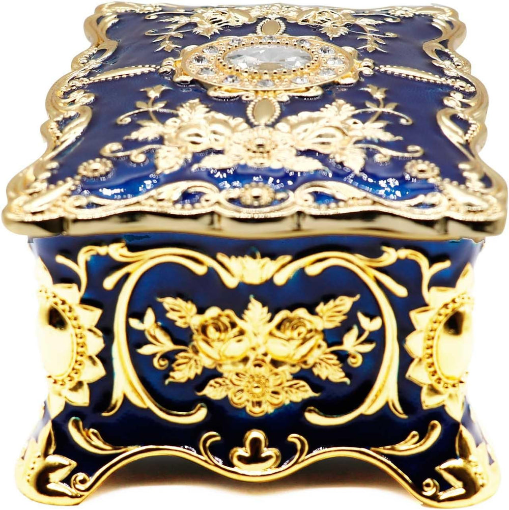 Luxury Vintage Rectangle Metal Alloy Jewelry Box Trinket Organizer Storage Bo...