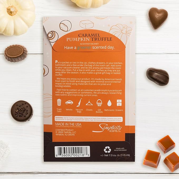 Floral Simplicity Caramel Pumpkin Truffle Scented Sachets Pack of 6, Fall & - Image 7